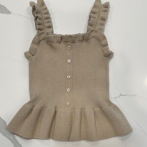 Janie and Jack Beige Ruffled Knit Top